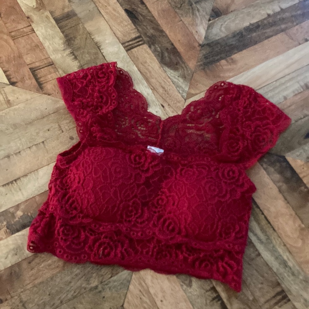 Red lace bralette  - one size